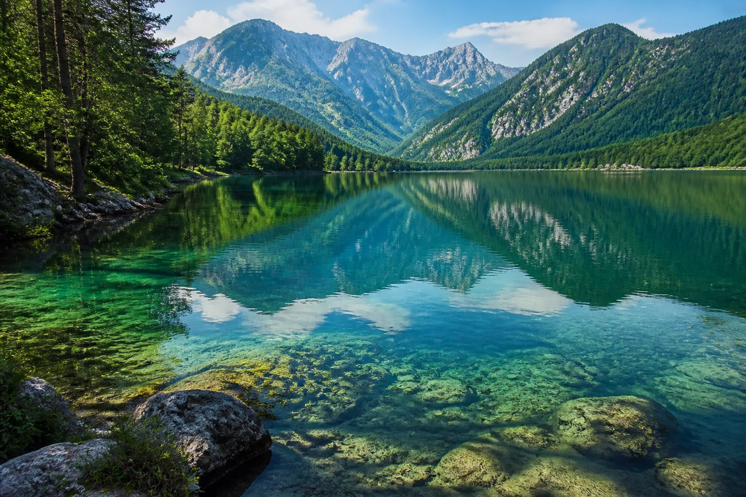 Turquoise mountain lake