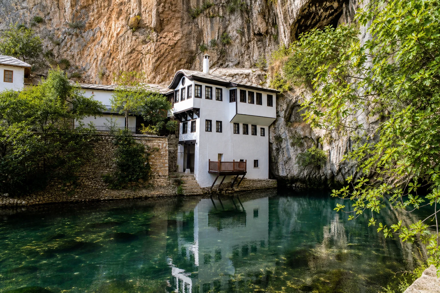 Blagaj Tekija monastery built into cliff