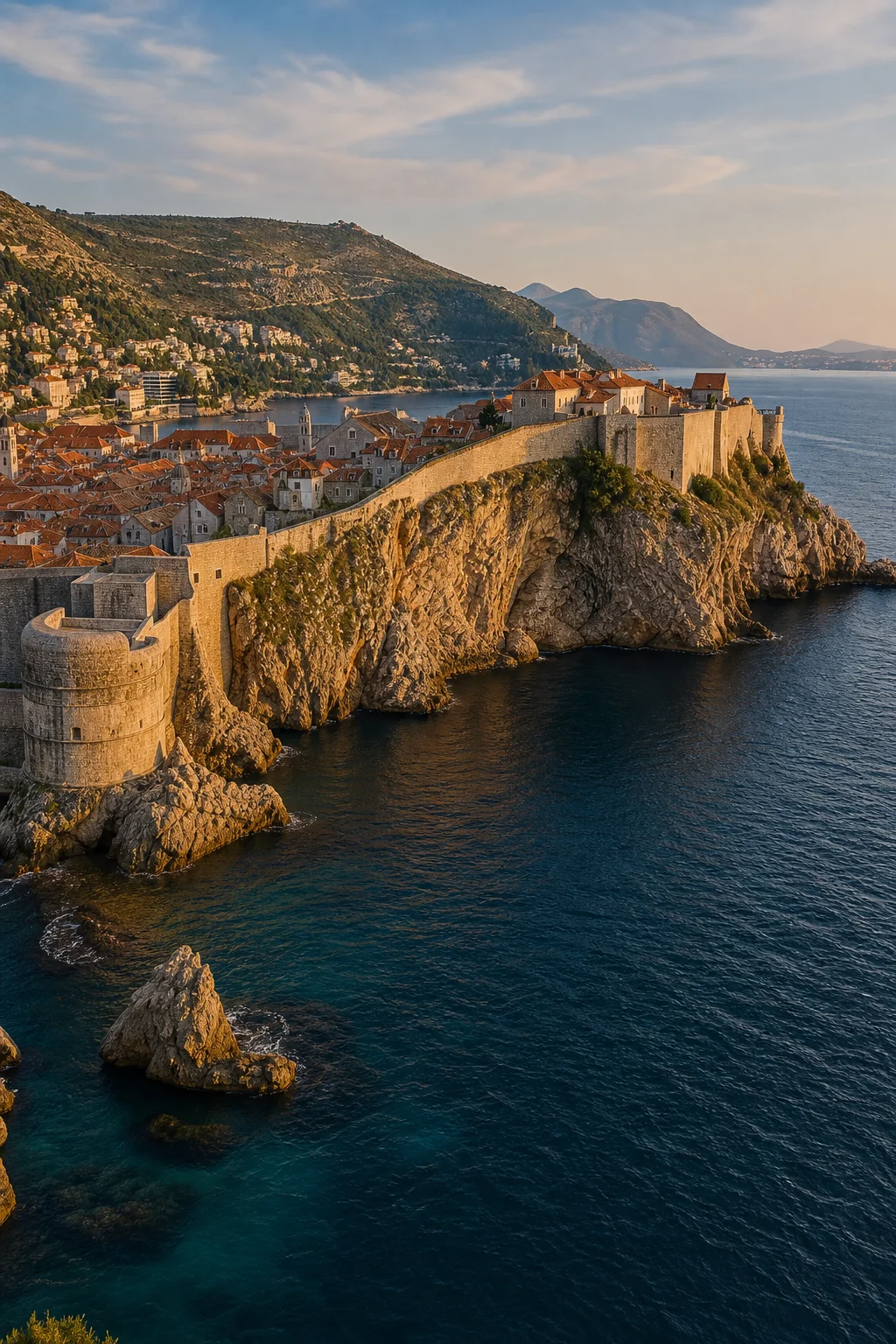 Dubrovnik old town walls and Adriatic Sea
