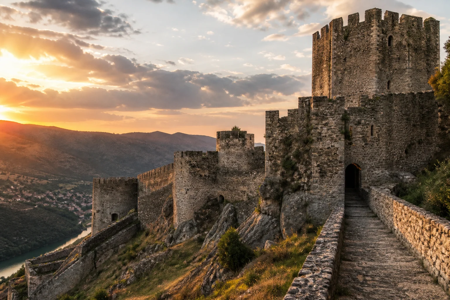 Medieval stone castle fortress