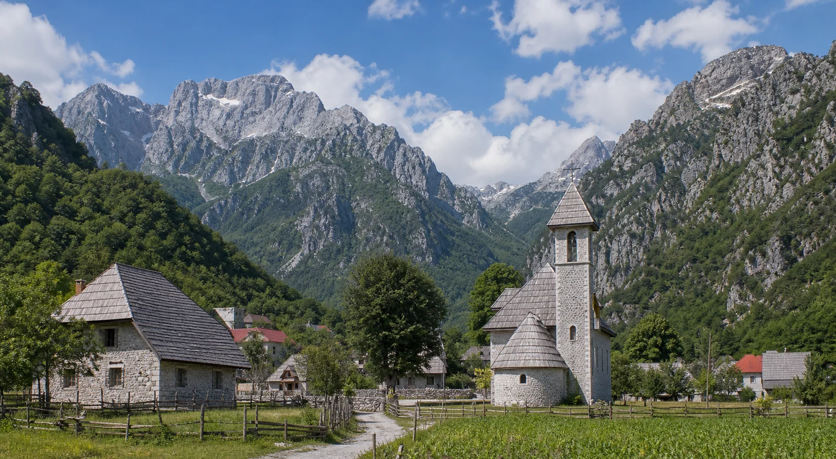 Theth village in the Albanian Alps